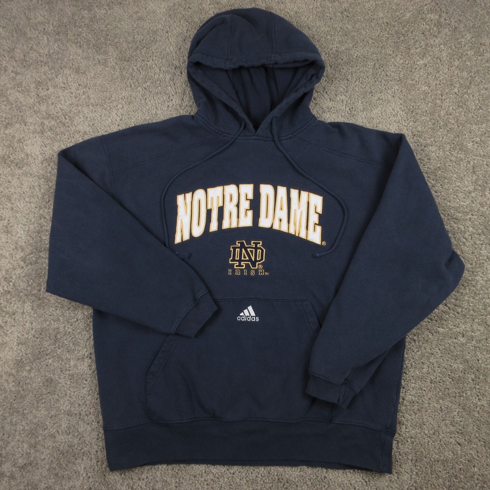 Notre Dame Fighting Irish Sweater Mens XL Navy Blue Hoodie Sweatshirt Adidas